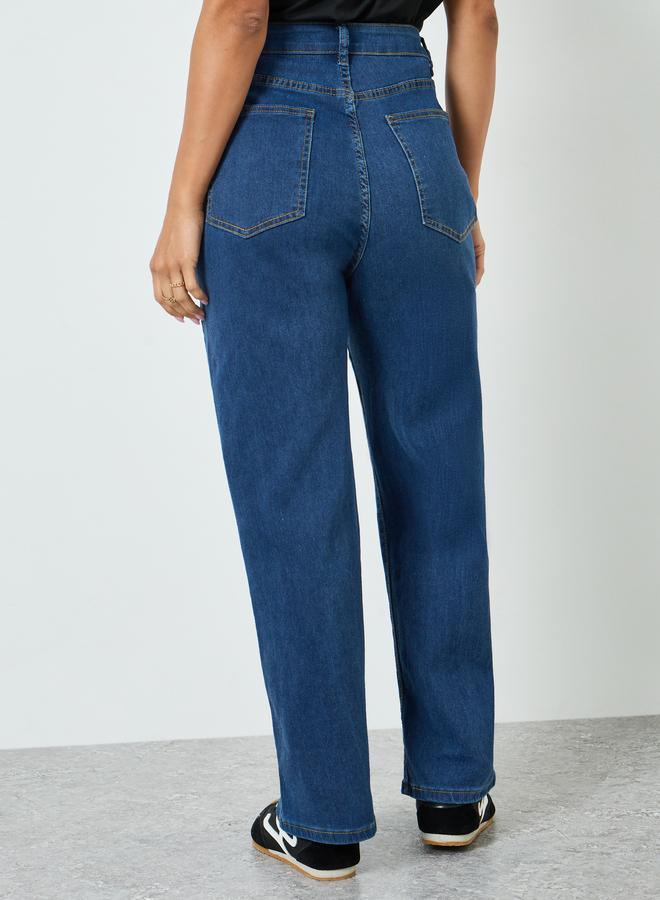 ستايلي جينز بقصة أرجل واسعة وخصر عالي - Image 3